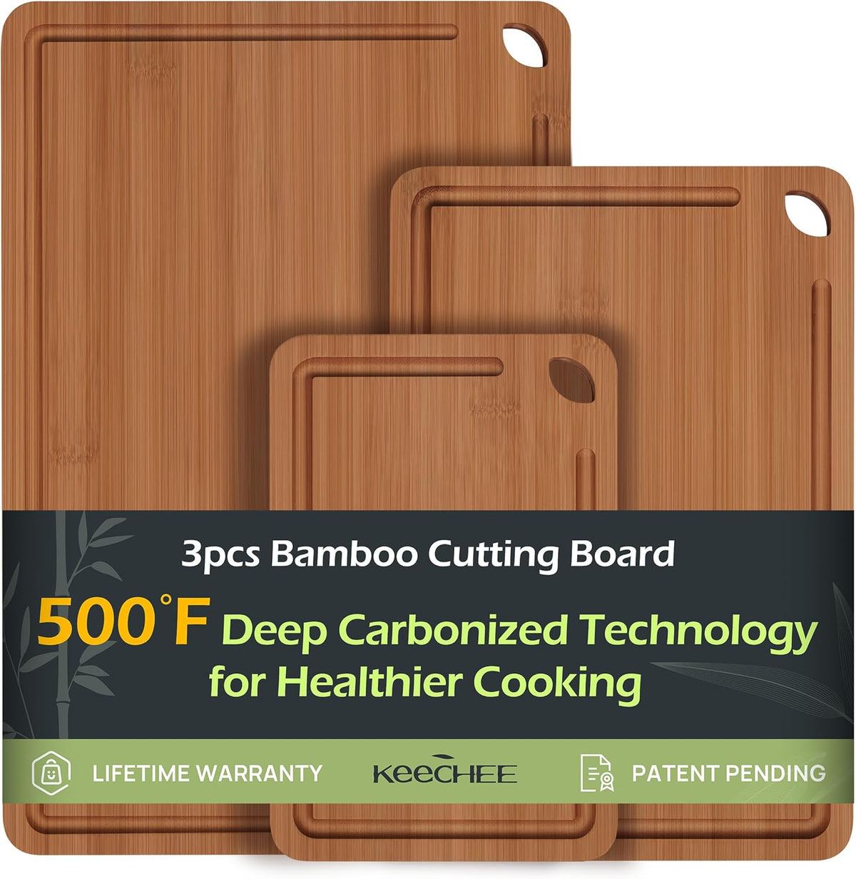 Bamboo Cutting Board – Juice Grooves & Handles, Multipurpose