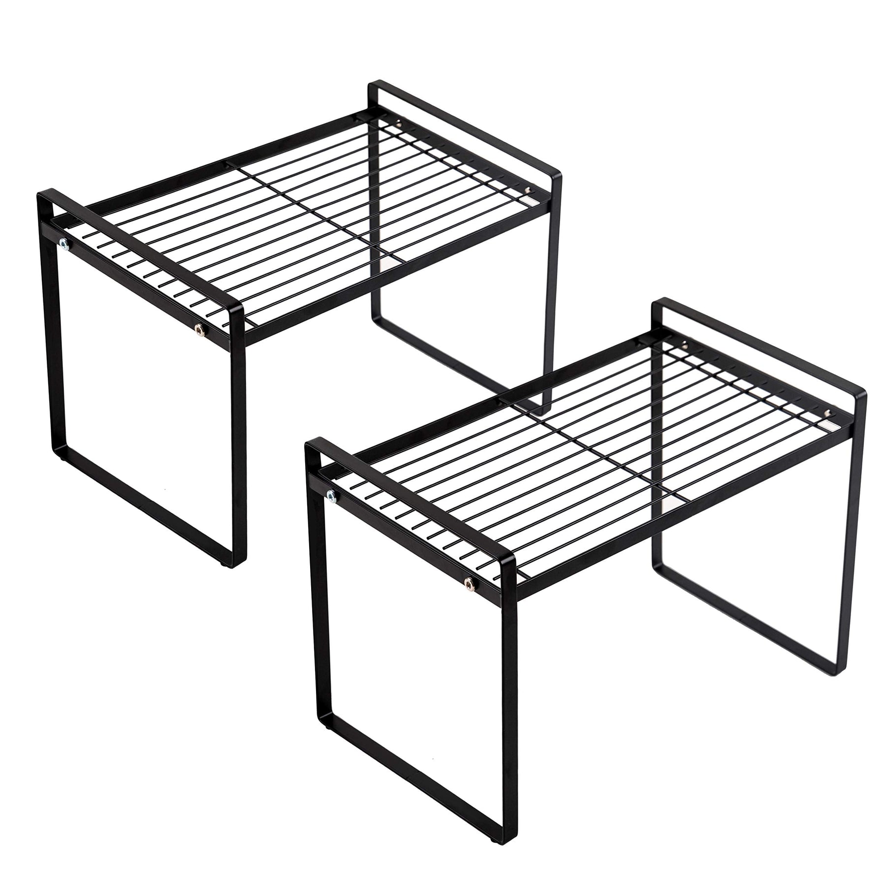 Stackable Shelf Organizers – 2-Pack Cabinet Counter Racks, White