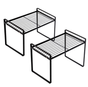 Stackable Shelf Organizers – 2-Pack Cabinet Counter Racks, White