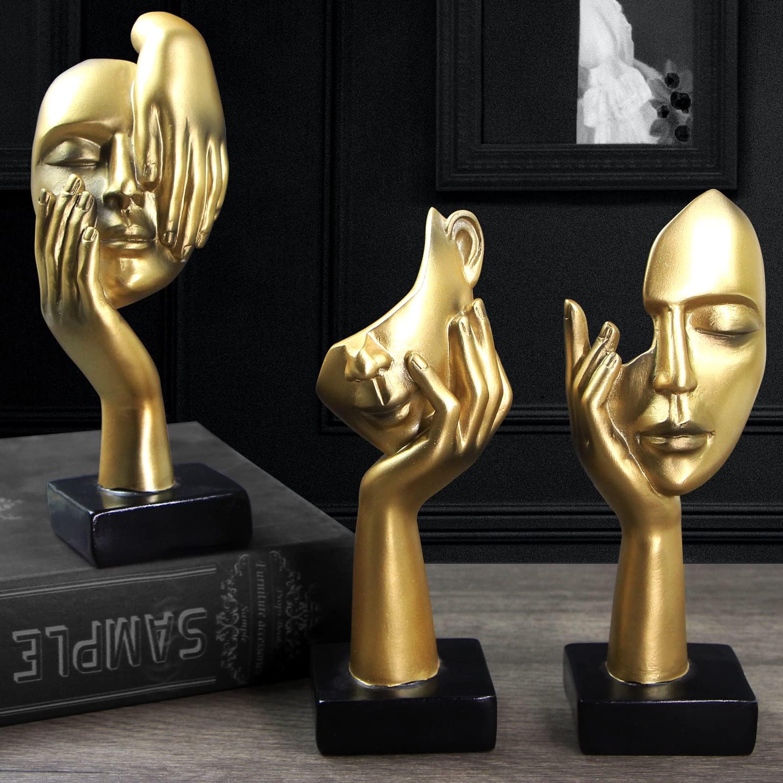 Thinker Statue Trio – “See, Hear, Speak No Evil” Abstract Set